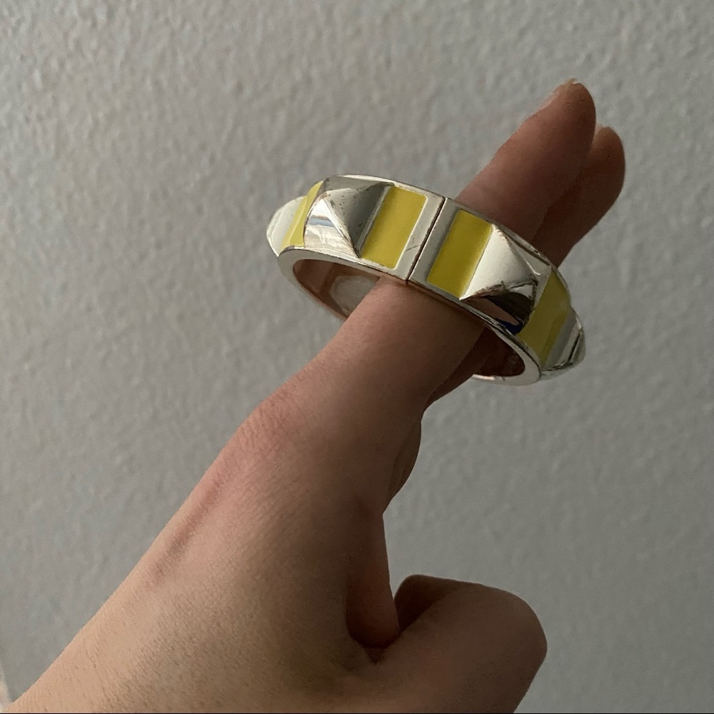 Silver and Yellow Studded Bangle Bracelet - Picture 7 of 17